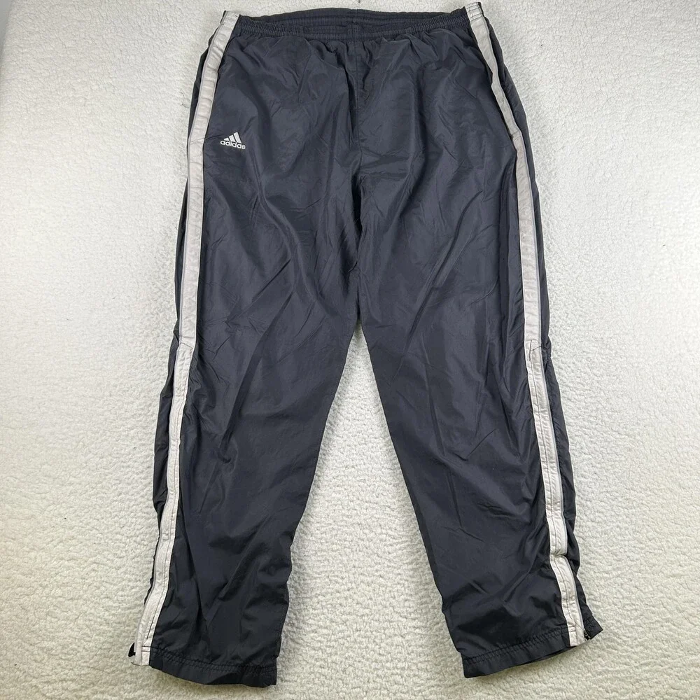 Vintage Adidas Pants Mens XL Side Stripe Mesh Lined Zip Ankle Warm Up Y2K 90s